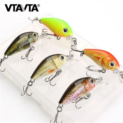 VTAVTA 5 Adet Grup Mini Wobblers Pike Bal K L K Cazibesi Seti 36mm 3 6g