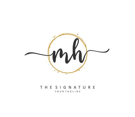 M H Mh Initial Letter Handwriting And Signature Logo A Concept