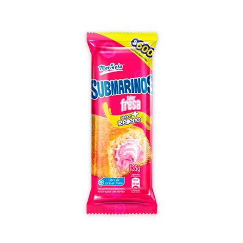 Pastelito Submarino Marinela Sabor A Fresa X 35gr La Vaquita