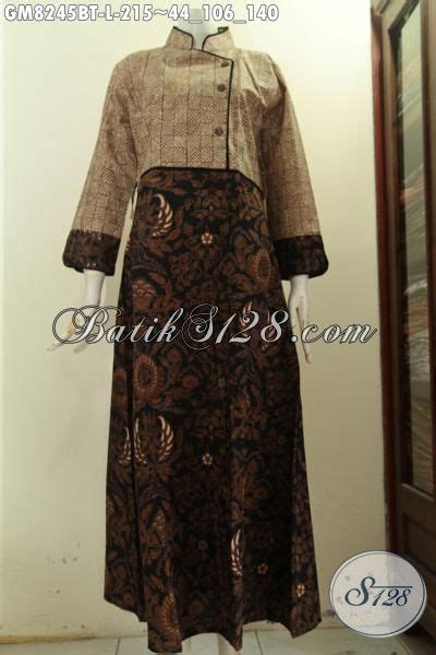 Model Baju Batik Gamis Kombinasi Kain Polos Ragam Muslim