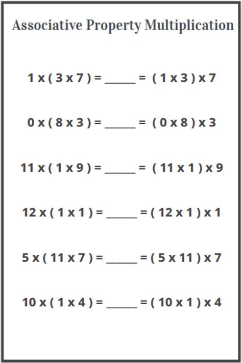 Associative Property Of Multiplication Worksheet Associative