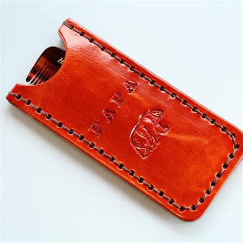 Papa Bear Leather Comb Case Papa Bear Comb Cas Folksy