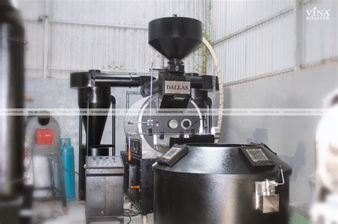 Máy rang cà phê 60kg double drum hot air hồi khí Auto