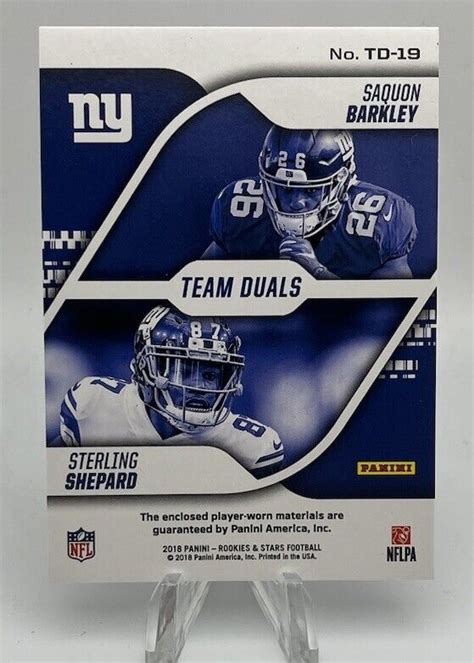 Rookies Stars Saquon Barkley Sterling Shepard Team Duals