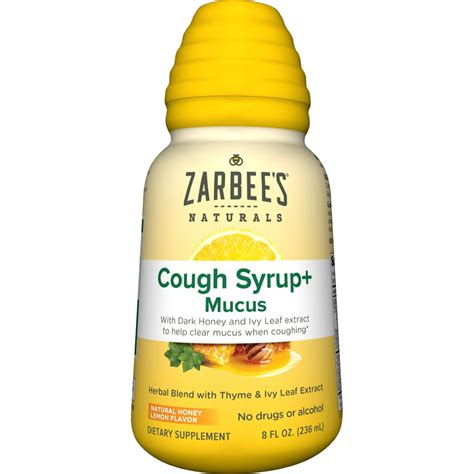 Zarbees Naturals Cough Syrup Mucus Natural Honey Lemon 8 Fl Oz