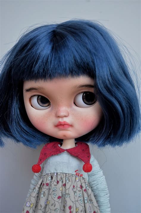 Sold Out Blythe Custom Doll Ooak Blythe Doll Blue Hair Blythe Etsy