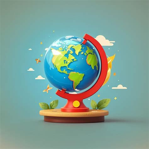Premium Photo Cute Earth Globe Stiflingly Hot Cartoon Vector Icon