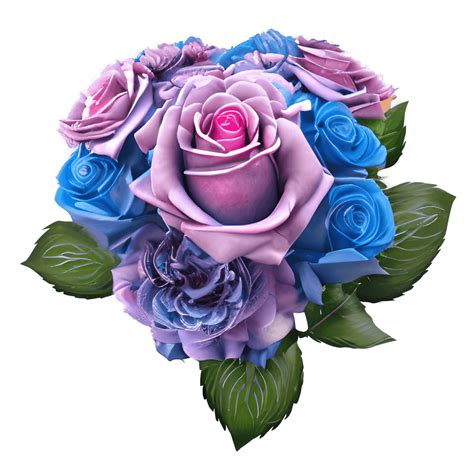 Hyperdetailed Realistic Blue and Pink Rose Bouquet · Creative Fabrica