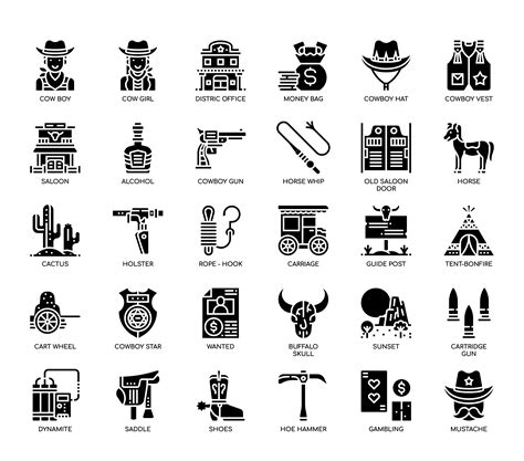 Cowboy Elements , Glyph Icons 681082 Vector Art at Vecteezy