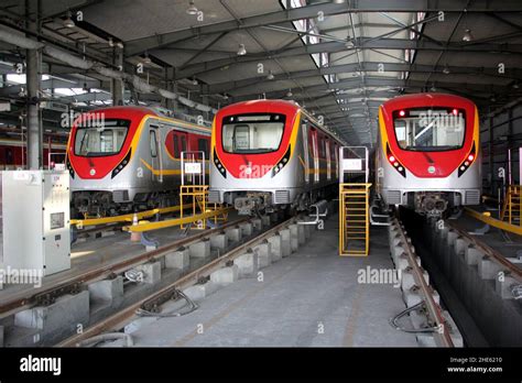 Lahore Pakistan 29th Dec 2021 The Orange Line Metro Trains Are Seen