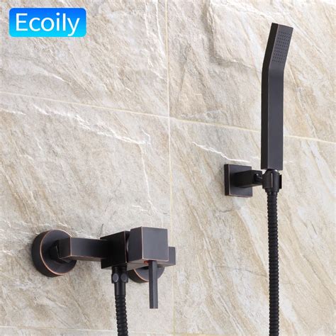 Wall Mount European Black Valve Brass Orb Shower Set Concealed Antique