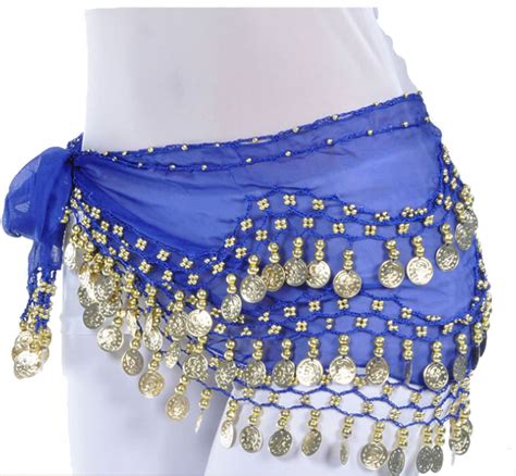 Belly Dance Hip Scarf Skirt Bead Gold Coin Bollywood Dancing Wrap