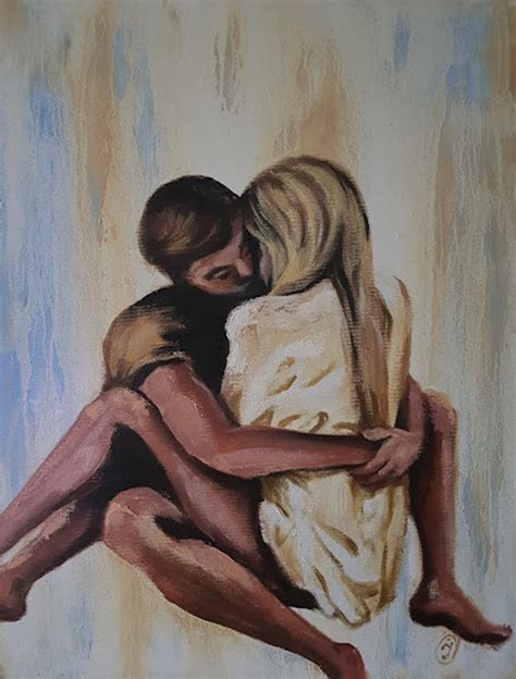 Love Couple Painting Romantic Couple Original Oil Painting Hugging