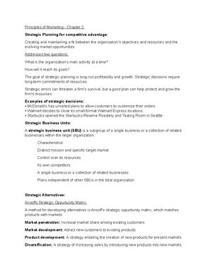 Quiz Key Chapter Quiz Key Chapter Principles Of Marketing