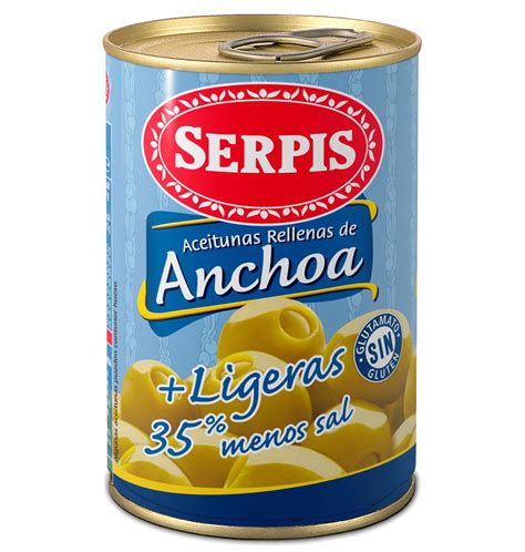 Comprar ACEITUNAS SERPIS RELLENAS DE ANCHOA LIGERA 130 G Aceitunas Y