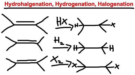 Alkene Reaction Hydrohalogenation Hydrogenation Halogenation Organic Chemistry Youtube