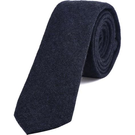 Fine Cravate De Coton Tweed Pour Hommes Cm Bleu Nocturne