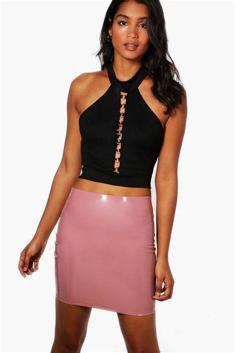 Rosie Vinyl Mini Skirt Boohoo