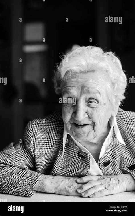 Portrait Of An Elderly Woman Black And White Stock Photo Alamy