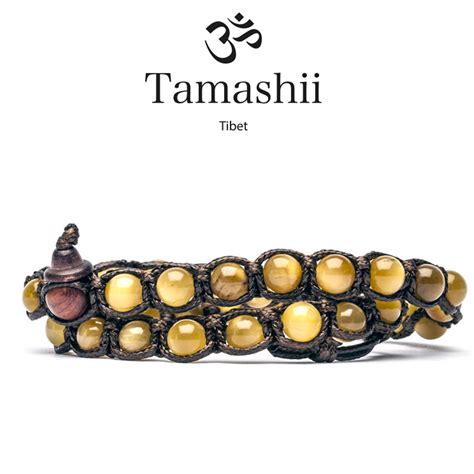 Bracciale Tamashii Giri Tibetano Occhio Di Tigre Gold Oliva Gioielli