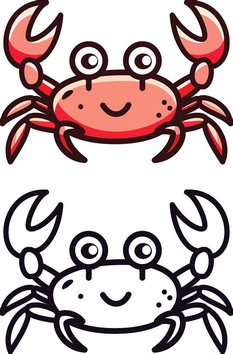 Cute Crab Doodle Style Vector Illustration Cute Crab Sea Creature