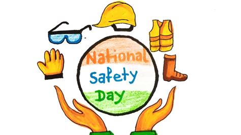 National Safety Day Poster Safety Day Drawing Easy National Safety