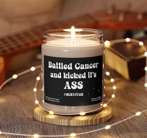 Cancer Survivor Candle Kicked Cancers Ass Cancer Survivor Gift I