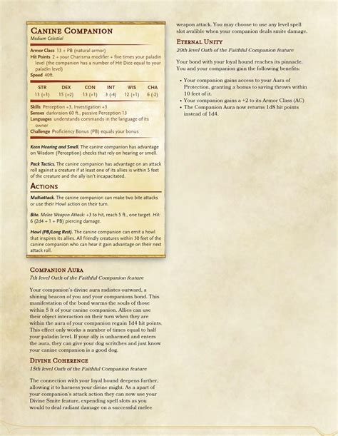 V3.0 Paladin Oath the Faithful Compaion : r/DnDHomebrew