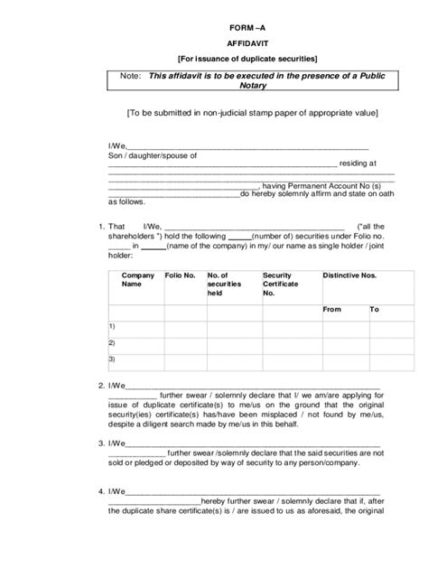 Fillable Online Affidavit Cum No Objection Certificate Fax Email Print