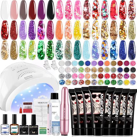 Amazon.com : Morovan Poly Nail Gel Kit - 12 Colors Poly Gel Nail Kit ...