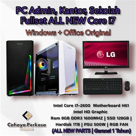 Jual CPU Komputer PC Rakitan PC Deskop PC Admin PC Kantor PC