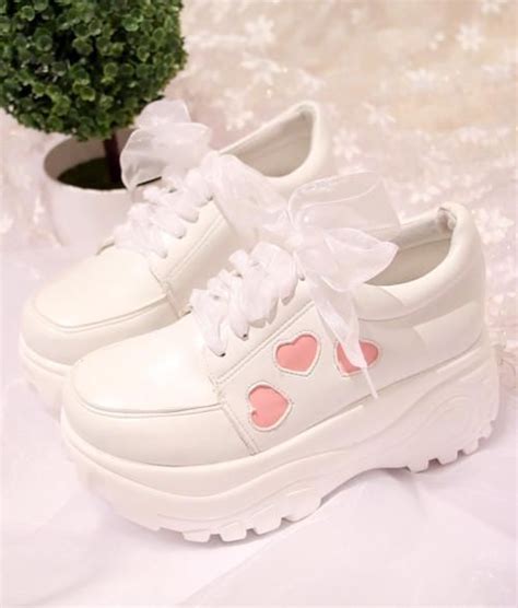 Japanese Kawaii Heart Lace Platform Shoes Se8250 Kawaii Shoes Pretty