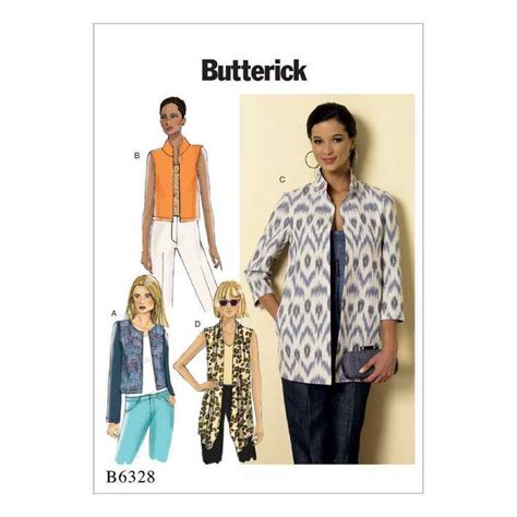 Butterick B6328 Misses Open Front Jackets Pattern 16 24