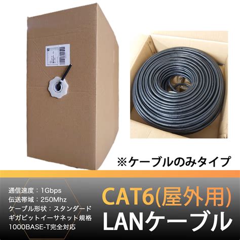 【楽天市場】屋外用 Lanケーブル Cat6 100m Gspower アウトドア Lanケーブル 業務用 Poe給電 送料無料 企業用 高