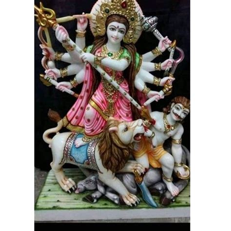 Painted Hindu Marble Maa Durga Statue For Worship Size Ft At Rs