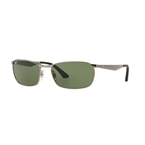 Mens Rectangular Polarized Sunglasses Gunmetal Green Ray Ban Touch Of Modern