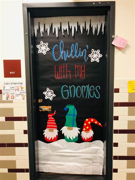 Chillin With My Gnomies Classroom Door Holiday Door Decorations