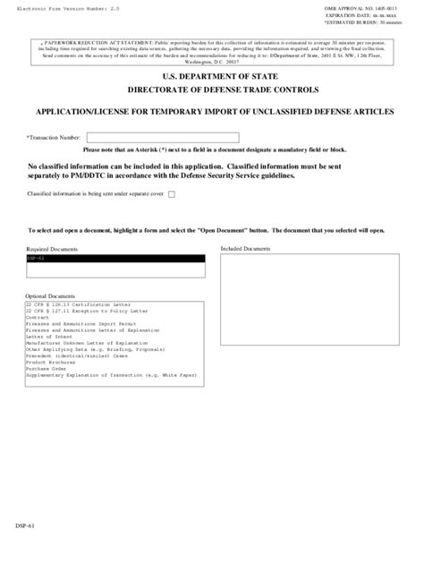 Fillable Online Form DSP 61 Application License For Temporary Import Of