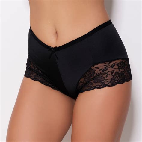 Calcinha Shortinho Segunda Pele Renda Lingerie Preto Bege Anagua