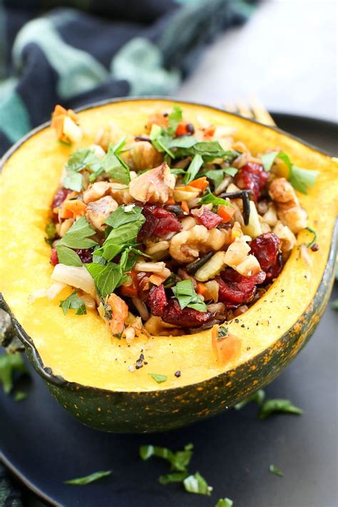 Wild Rice Stuffed Acorn Squash Vegan Recipe Happy Healthy Mama