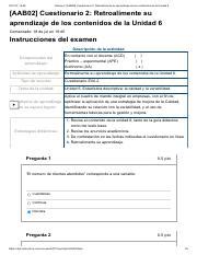 Examen Aab Cuestionario Retroalimente Su Aprendizaje De Los