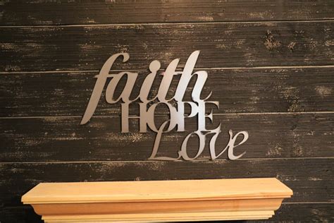 Faith Hope Love Metal Sign Spiritual Wall Art Religious Etsy