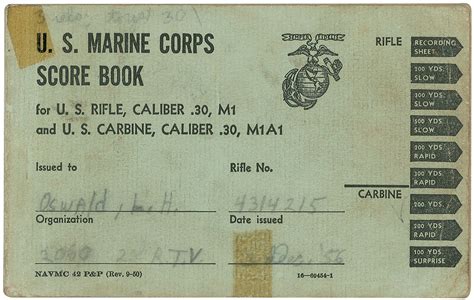 Lee Harvey Oswald’s US Marine Corps Rifle Score Book (Warren