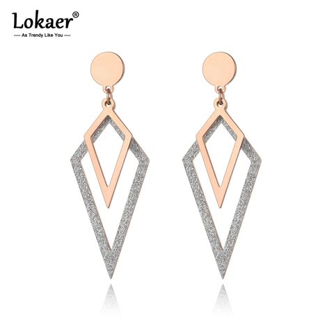 Lokaer Trendy Bohemia Stainless Steel Hand Made Triangle Stud Earrings