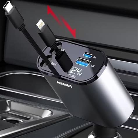 Amazon ROADRESS Retractable Car Charger With Dual Retractable