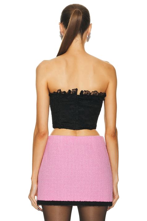 Alessandra Rich Lace Bustier Top In Black Fwrd