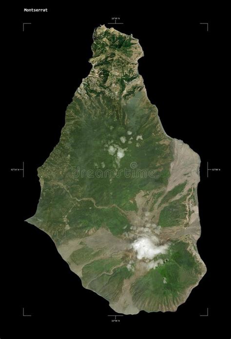 Montserrat Shape On Black Low Res Satellite Stock Illustration