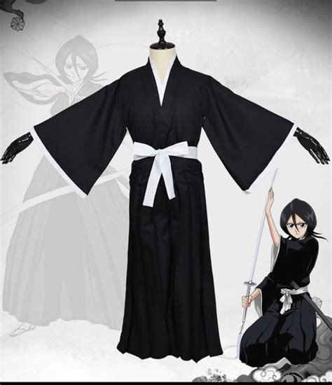 Bleach Shinigami Ichigo Rukia Renji Kendo Black Kimono Cosplay Costume Lazada