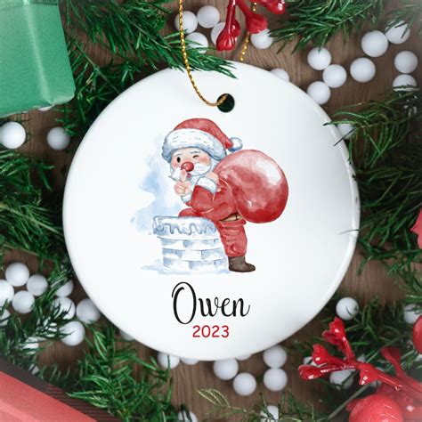 Personalized Christmas Ornaments 2023 Round Ceramic - Etsy