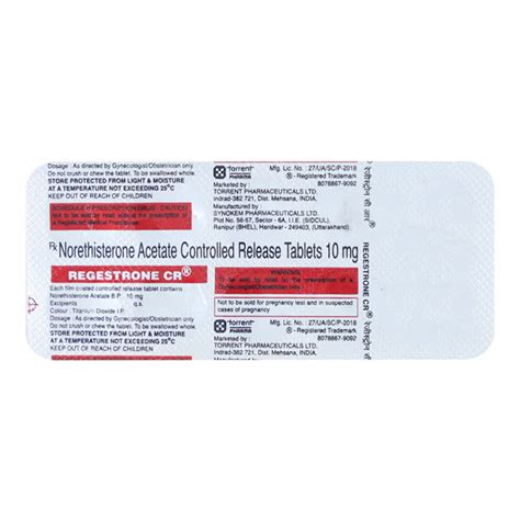 Regestrone Cr 10mg Tablet 10 S Price Uses Side Effects Netmeds